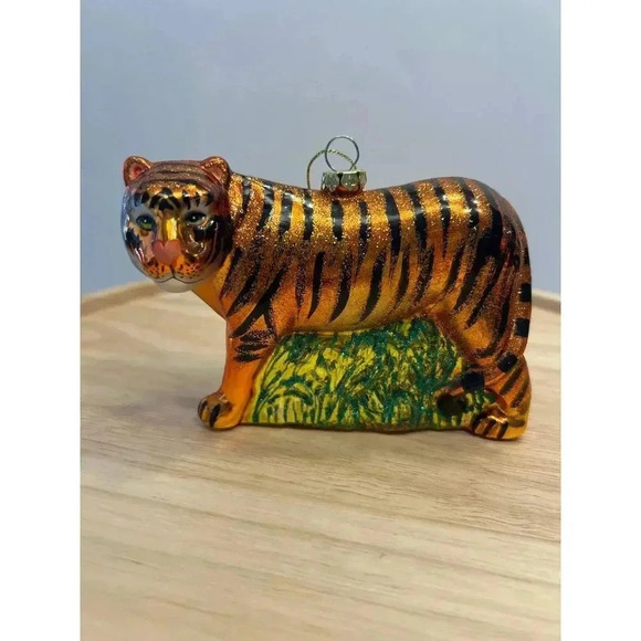 Old World Christmas Tiger Hanging Blown Glass Ornament 12115-OWC EUC - Picture 1 of 5